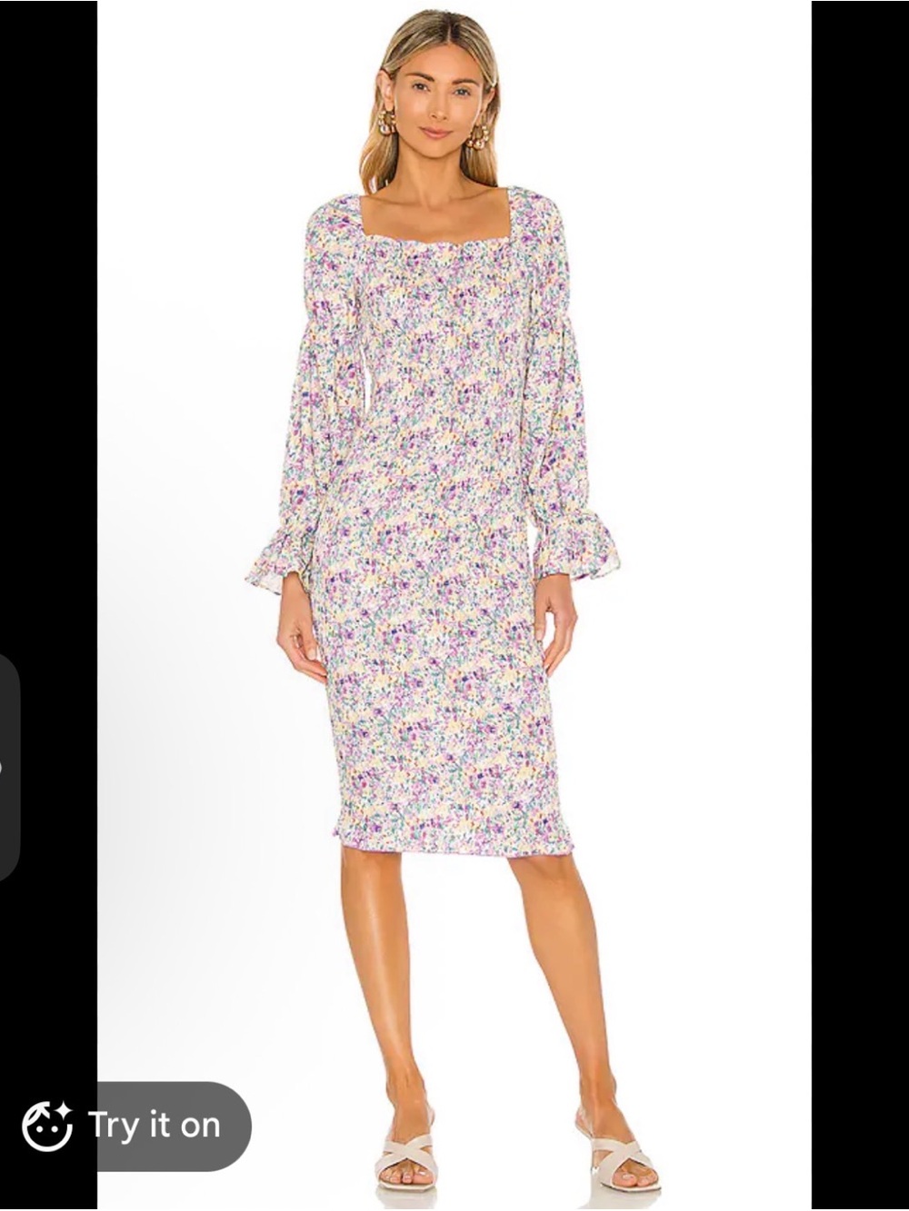 New Revolve SNDYS Courtney Midi Dress in Lilac Floral Size 8 - Picture 1 of 6